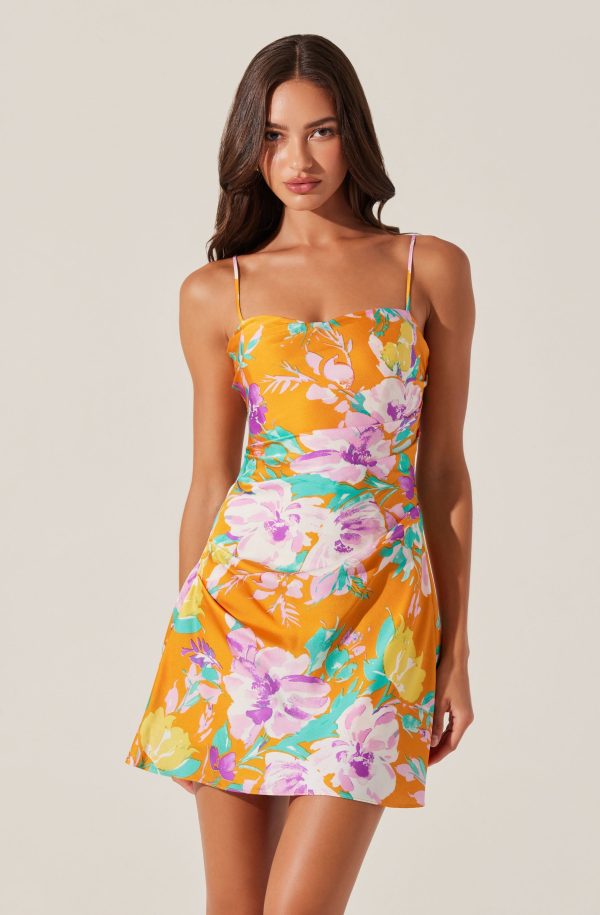 Cerinthe Satin Floral Mini Dress - Image 4
