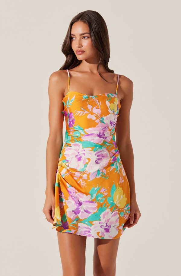 Cerinthe Satin Floral Mini Dress