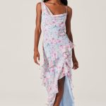 Levina Asymmetric Floral Ruffle Dress