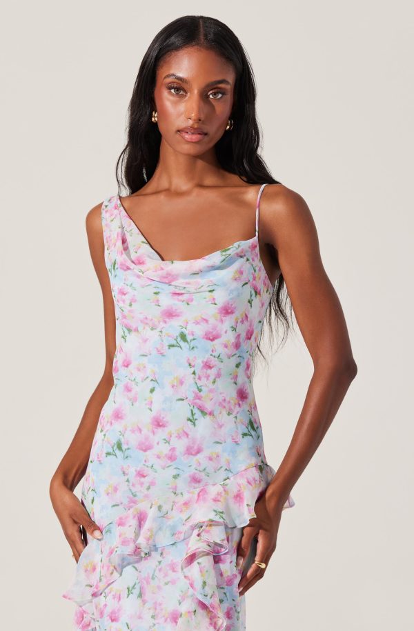 Levina Asymmetric Floral Ruffle Dress - Image 2