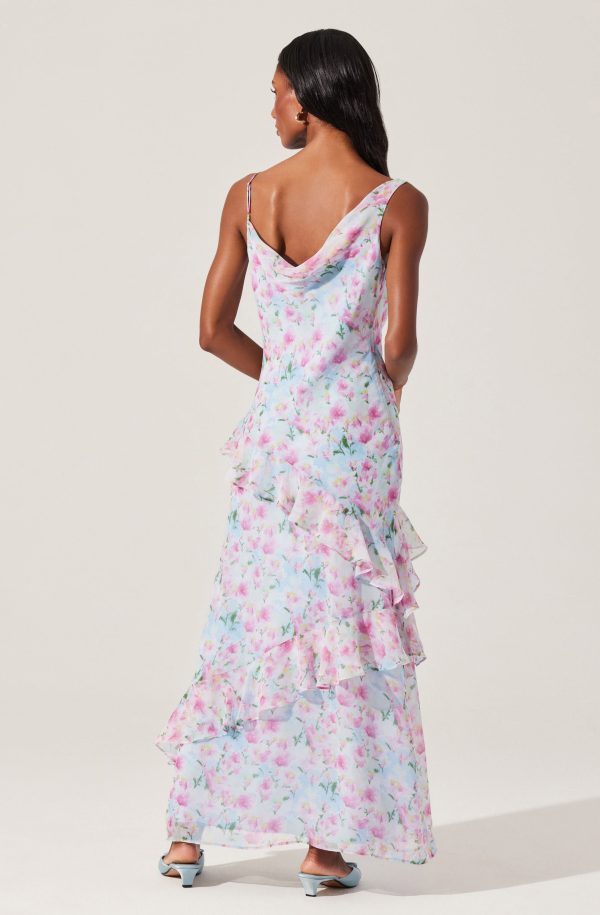 Levina Asymmetric Floral Ruffle Dress - Image 4