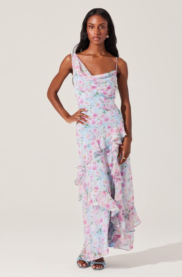 Levina Asymmetric Floral Ruffle Dress - Image 3