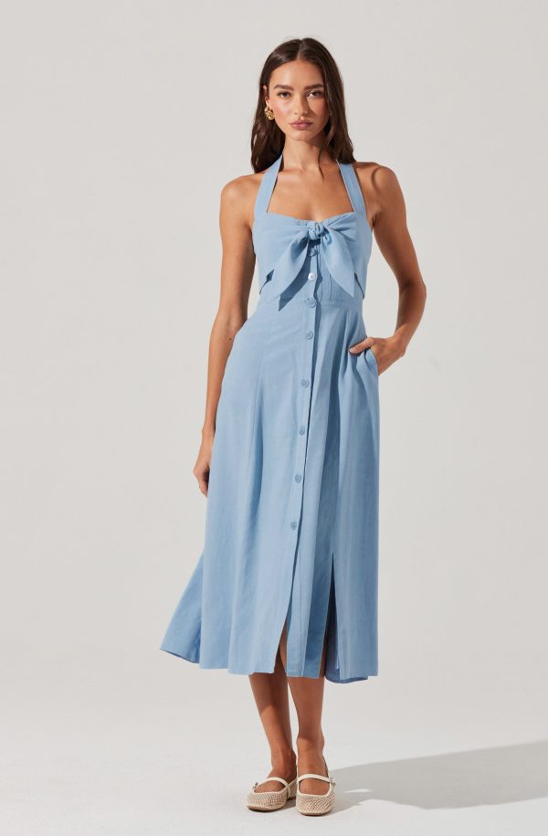 Katherine Linen-Blend Halter Dress - Image 10