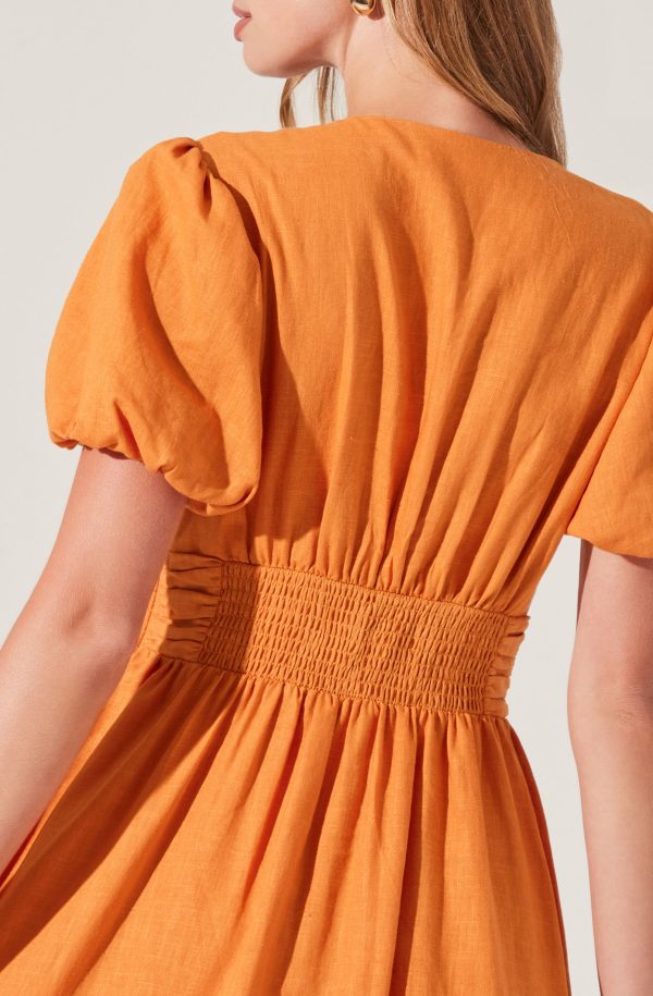 Citrine Linen Bow Front Midi Dress - Image 9