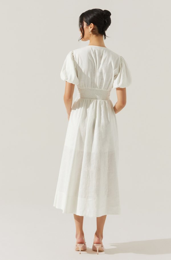 Citrine Linen Bow Front Midi Dress - Image 6