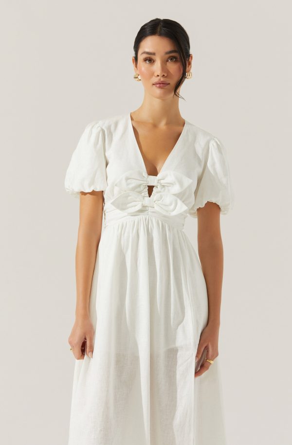 Citrine Linen Bow Front Midi Dress - Image 5