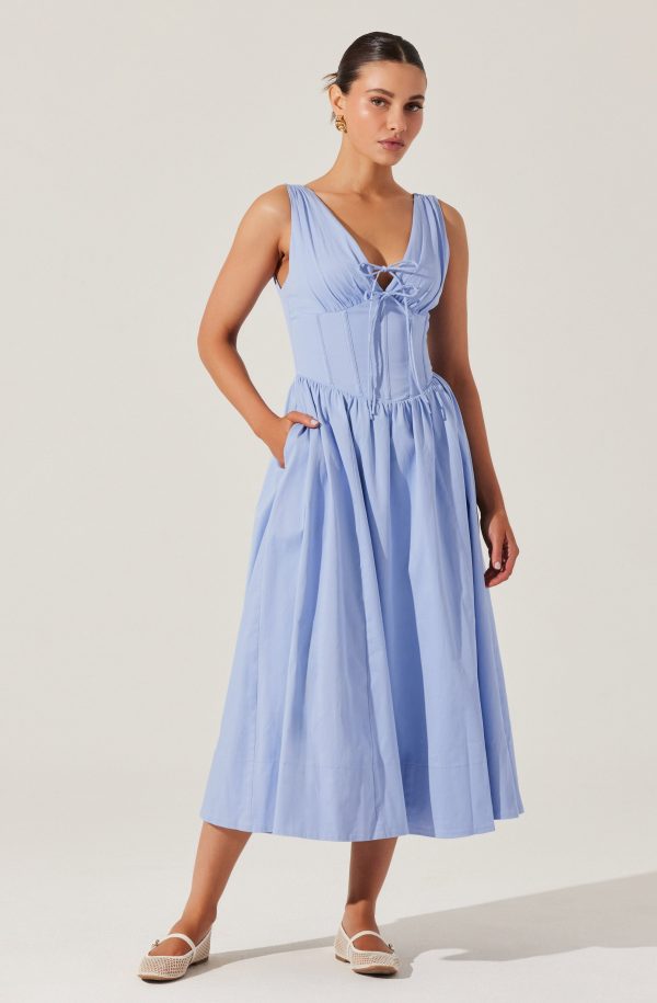 Maili Corset Poplin Midi Dress