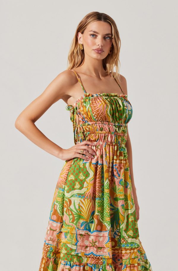 Elisabeth Printed Shirred Midi Dress - Image 2