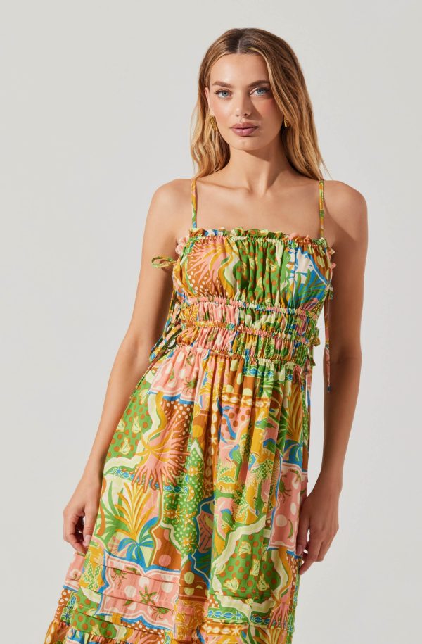 Elisabeth Printed Shirred Midi Dress - Image 5
