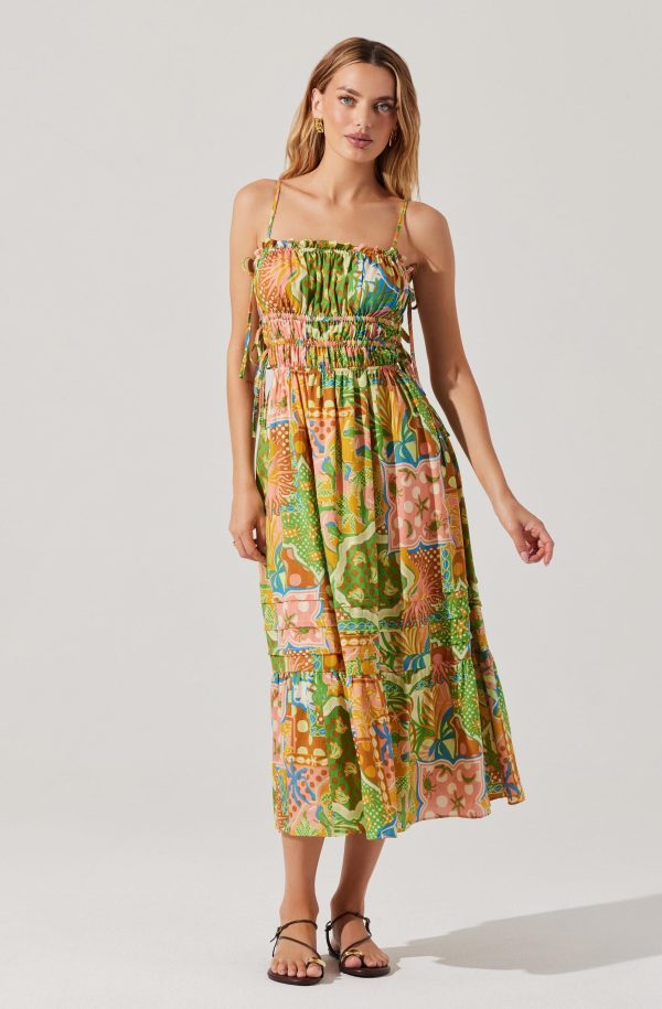 Elisabeth Printed Shirred Midi Dress - Image 6