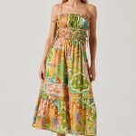 Elisabeth Printed Shirred Midi Dress