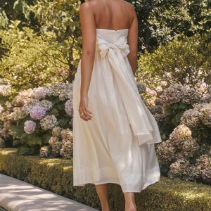 Aneesha Strapless Pleated Midi Dress