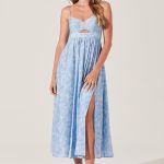 Front Cutout Floral Midi Dress