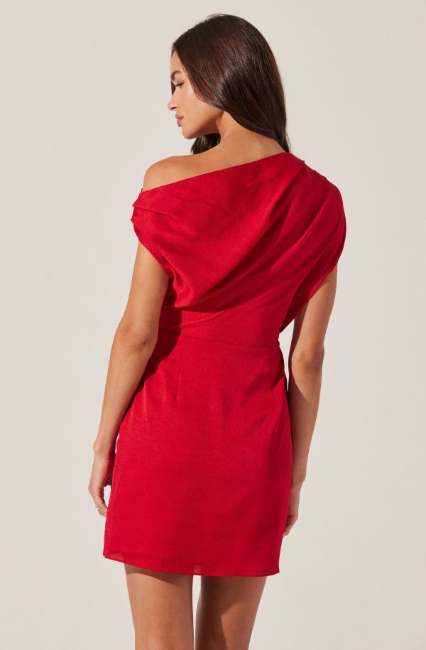 Draped Off Shoulder Mini Dress - Image 4