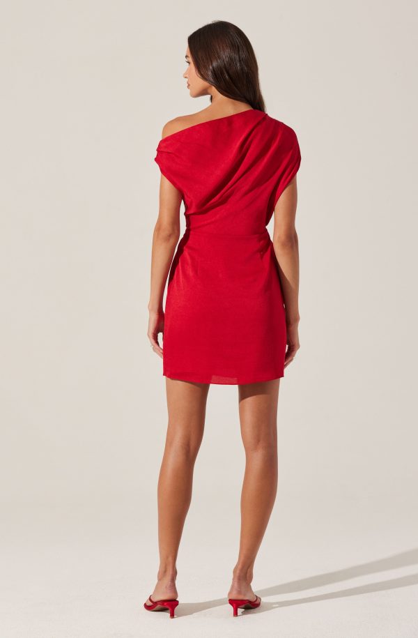 Draped Off Shoulder Mini Dress - Image 5