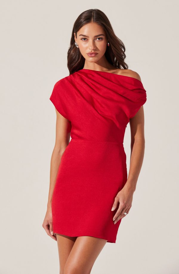 Draped Off Shoulder Mini Dress - Image 3