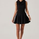 Cowl Neck Mixed Media Mini Dress