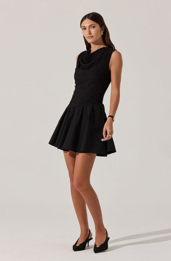 Cowl Neck Mixed Media Mini Dress - Image 4