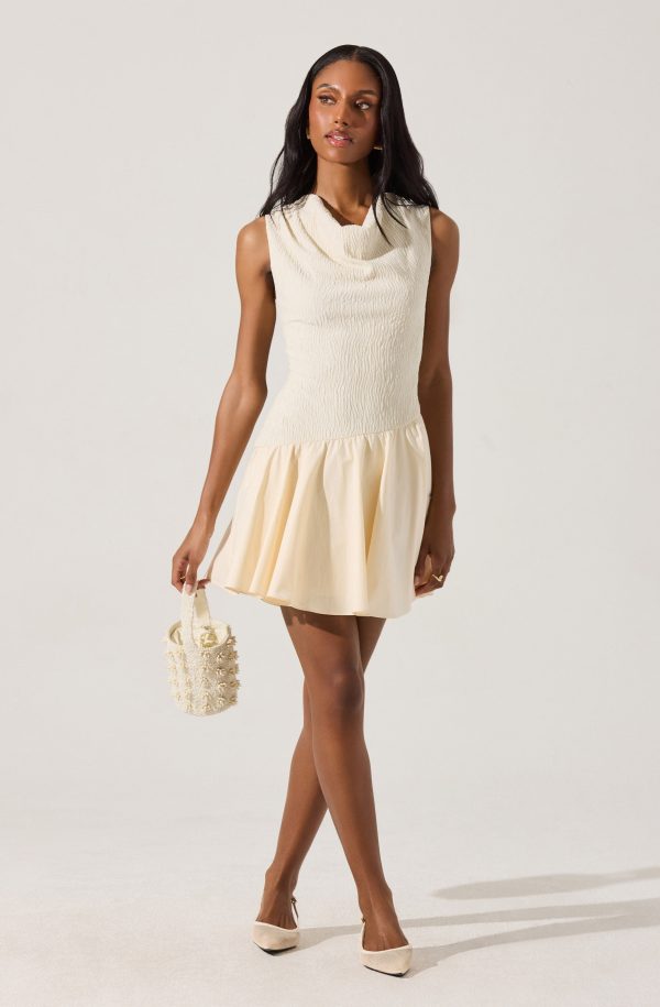Cowl Neck Mixed Media Mini Dress - Image 7