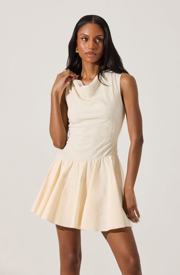 Cowl Neck Mixed Media Mini Dress - Image 8