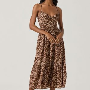 Eleni Leopard Print Midi Dress