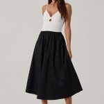 Contrast Mixed Media Midi Dress