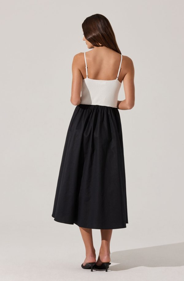 Contrast Mixed Media Midi Dress - Image 4