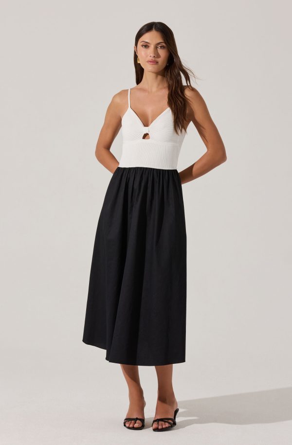 Contrast Mixed Media Midi Dress - Image 3