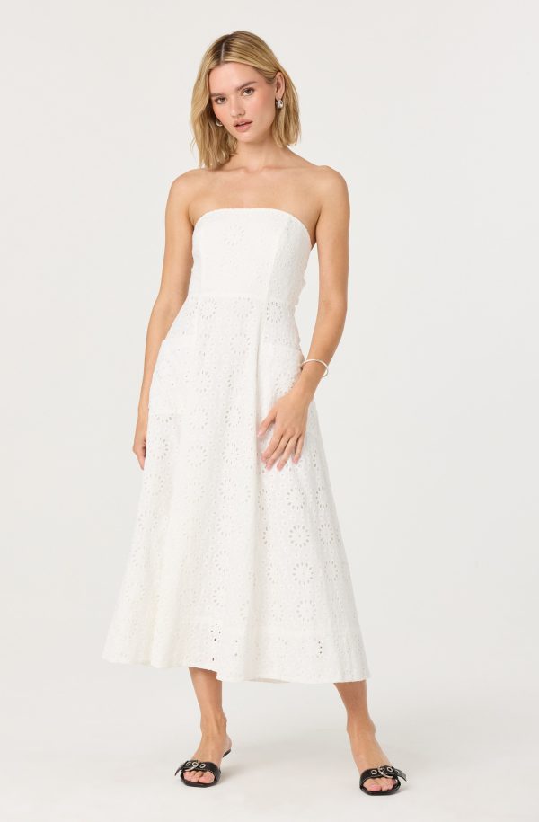 Eyelet Strapless Midi Dress - Image 8