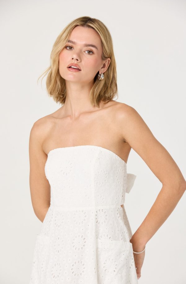 Eyelet Strapless Midi Dress - Image 9