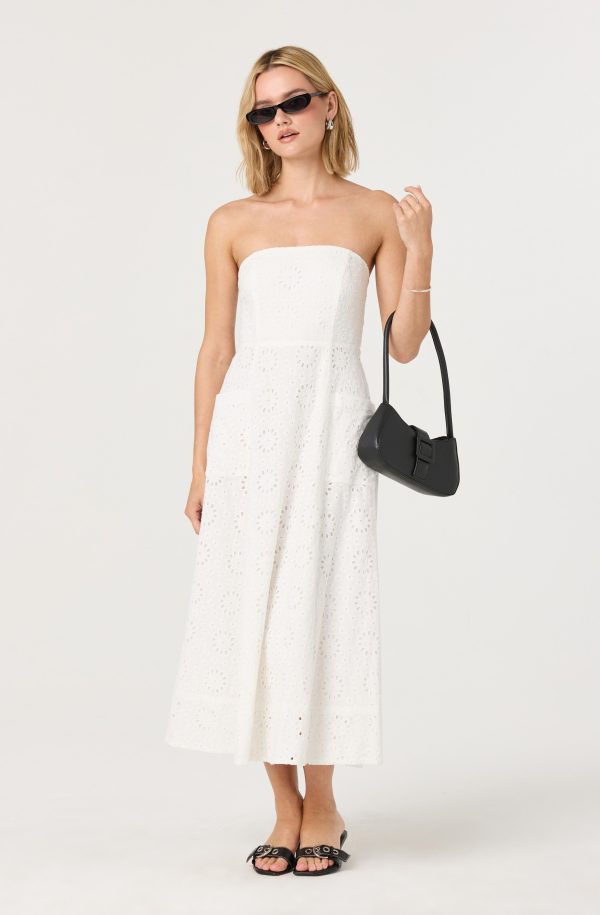 Eyelet Strapless Midi Dress - Image 12