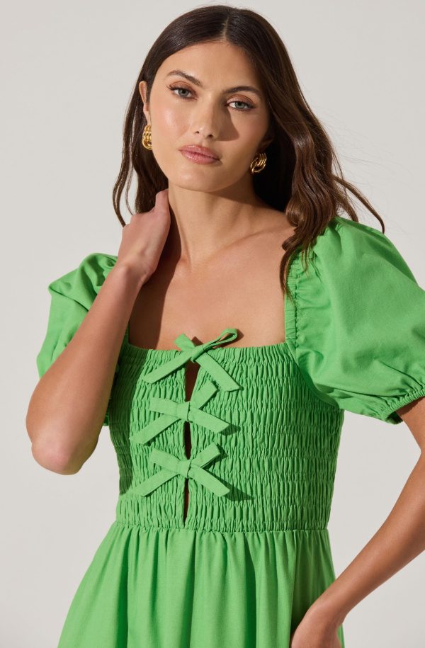 Smocked Bow Midi Dress - Image 5