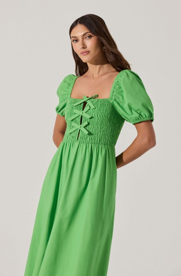 Smocked Bow Midi Dress - Image 2