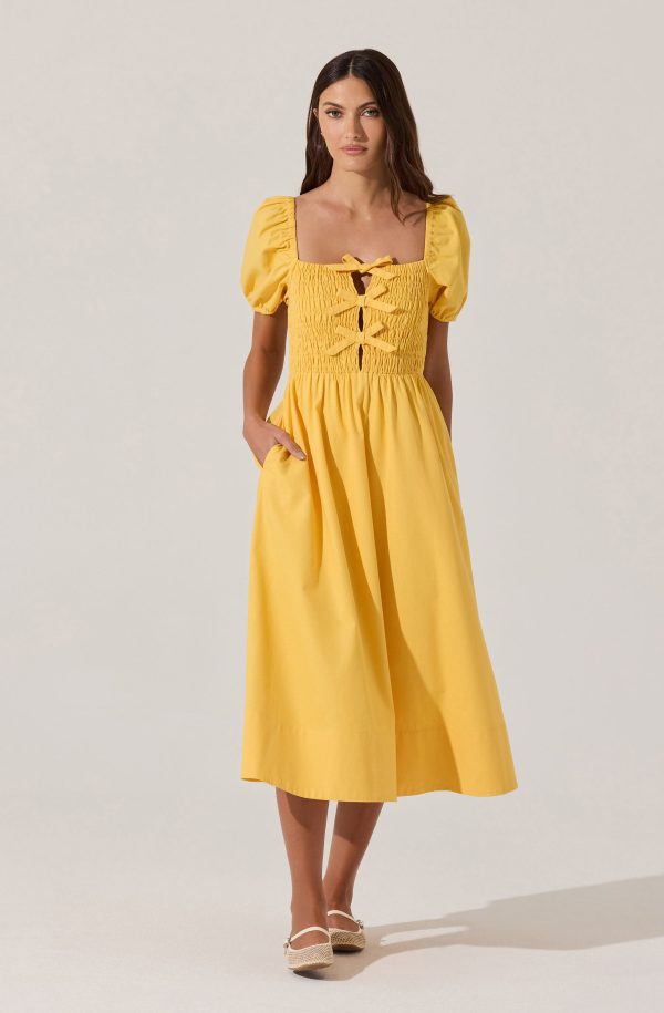 Smocked Bow Midi Dress - Image 15