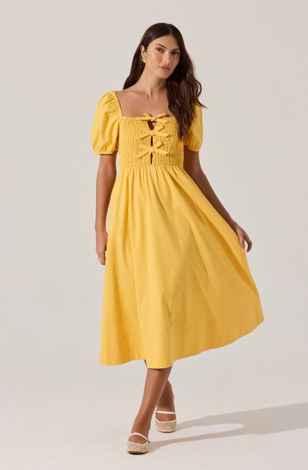 Smocked Bow Midi Dress - Image 13