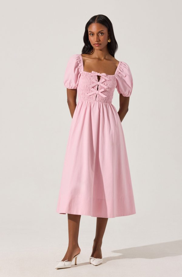 Smocked Bow Midi Dress - Image 7