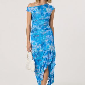 Off Shoulder Ruffle Midi Dress