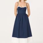 Contrast Sweetheart Midi Dress