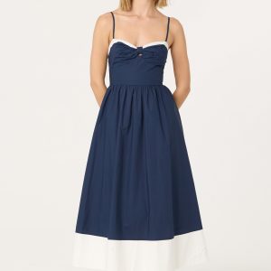 Contrast Sweetheart Midi Dress